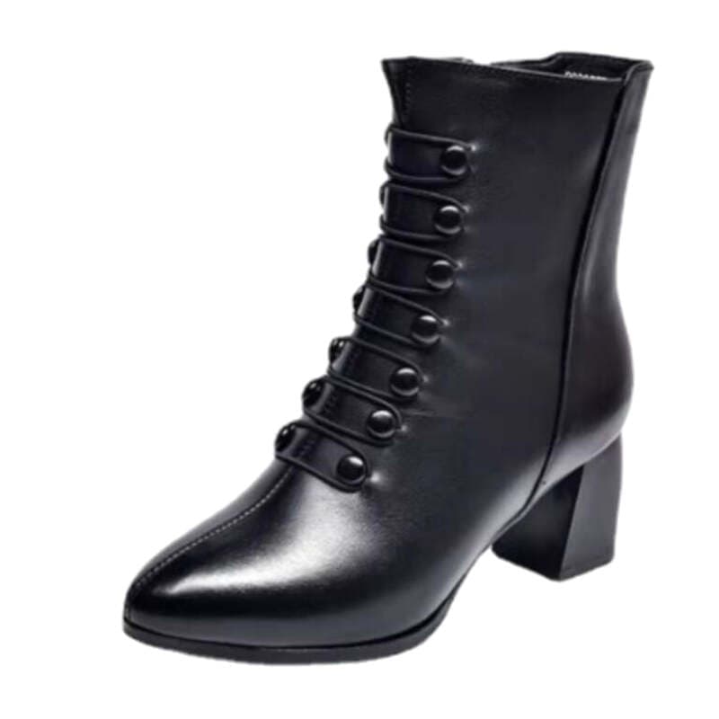 Bottines à Boutons PU Noir Steampunk