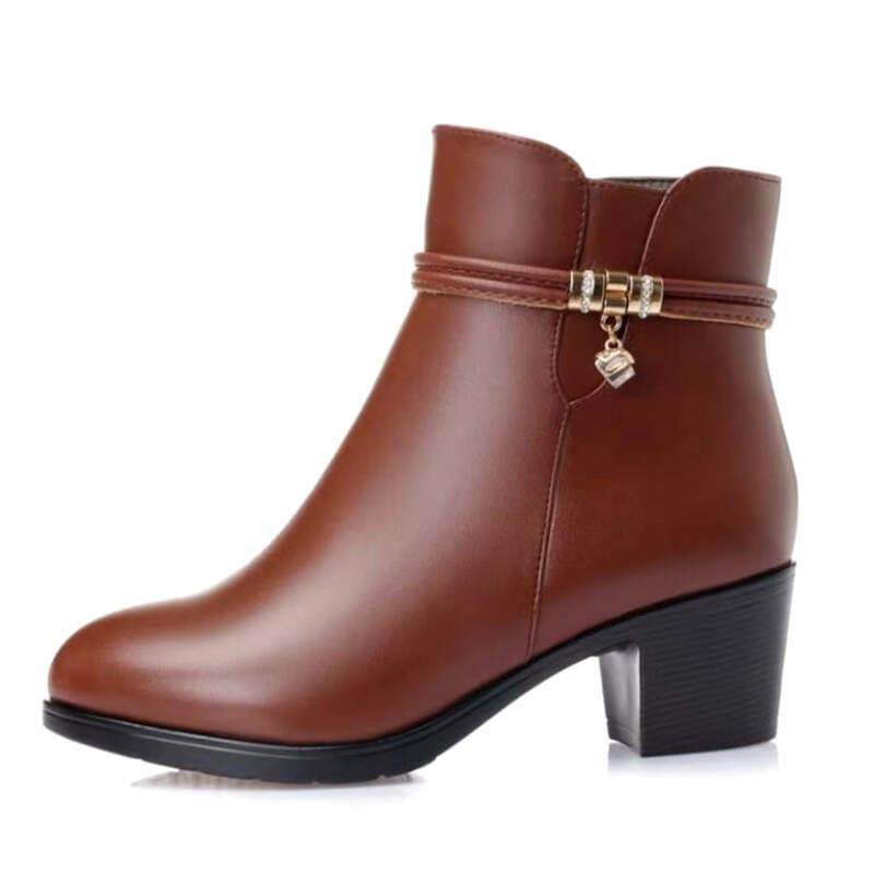 Bottines en PU Marron à Talon