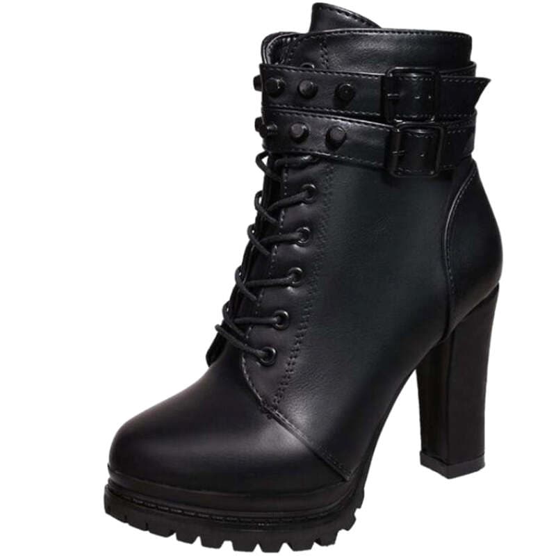 Bottines Noires à Talon Haut