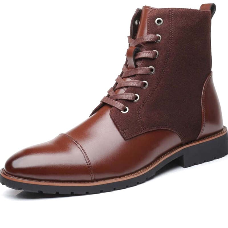 Bottines Marron en Simili PU et à Lacets