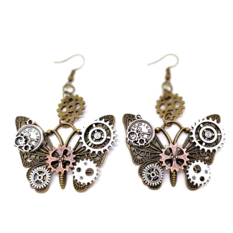 Boucles d'Oreilles Papillon Steampunk