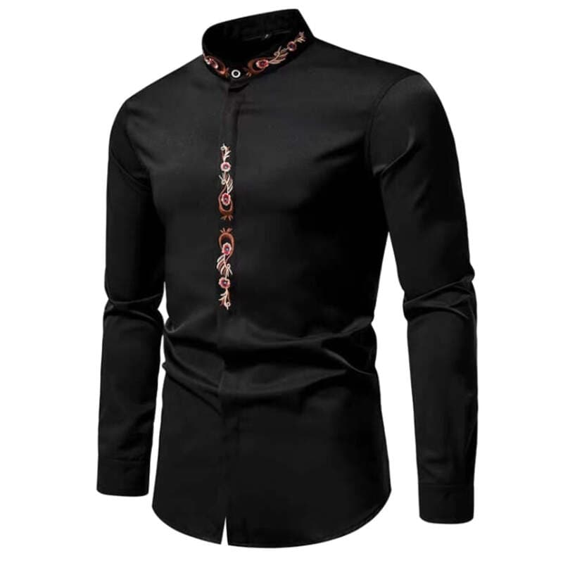 Chemise à Col Mao Brodée