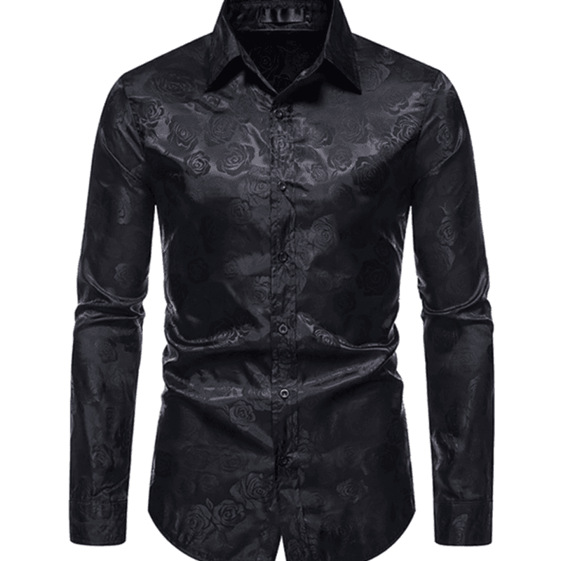 Chemise Noire à Fleur Homme