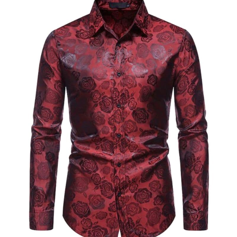 Chemise Rouge à Fleur Homme