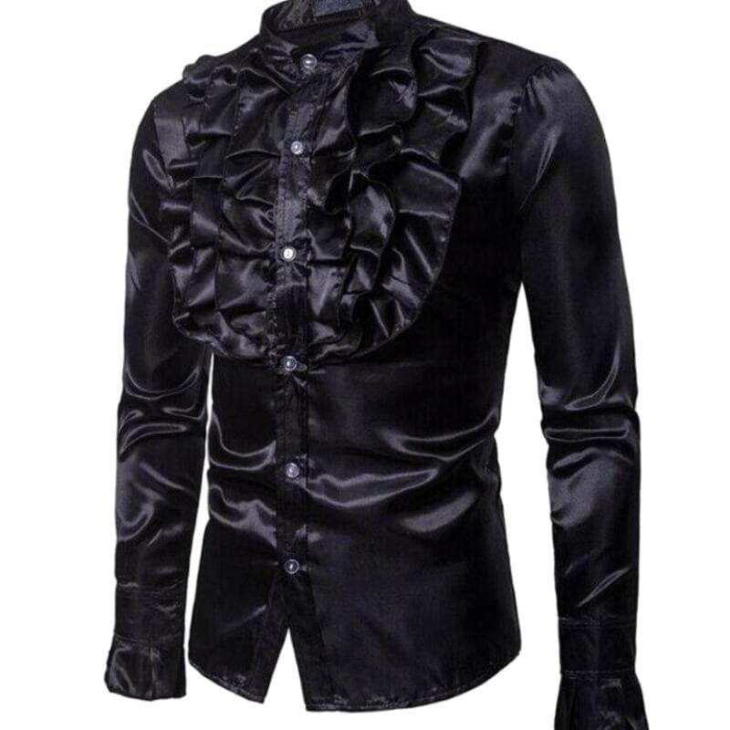 Chemise Steampunk Satin Noir Homme