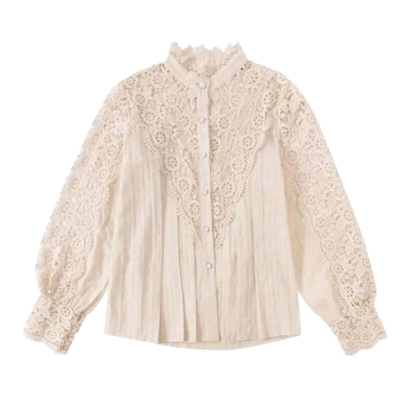 Chemisier Victorien Dentelle Col Montant