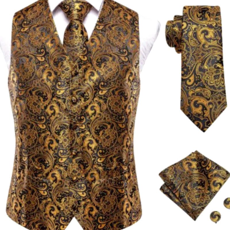 Gilet Costume Homme Doré