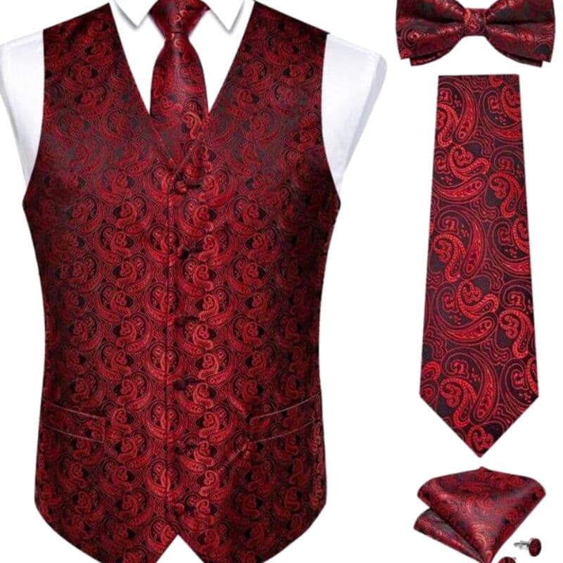 Gilet Rouge Homme pour Mariage
