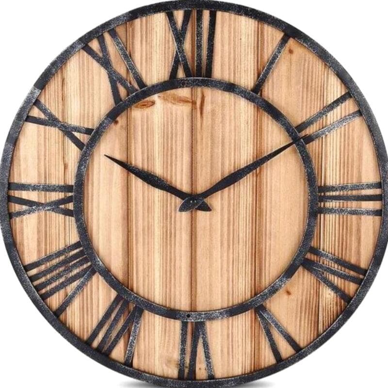 Horloge Steampunk Industrielle en Bois et Métal