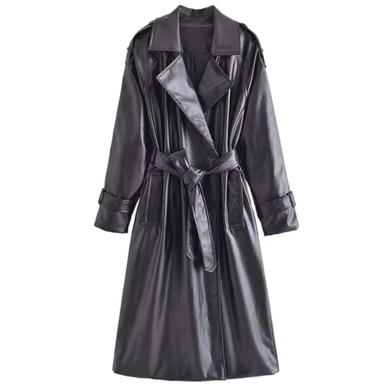 Manteau Simili PU Type Trench Coat