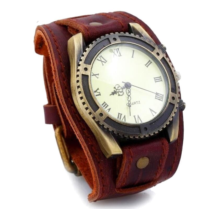 Montre Bracelet Cuir Vintage Homme