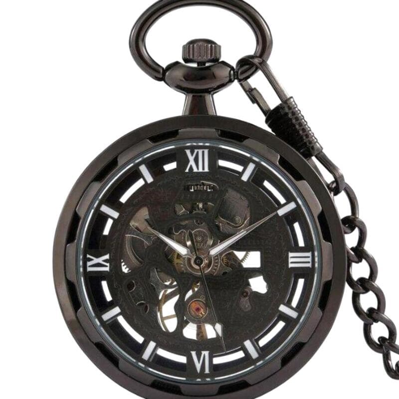 Montre à Gousset Squelette Noire