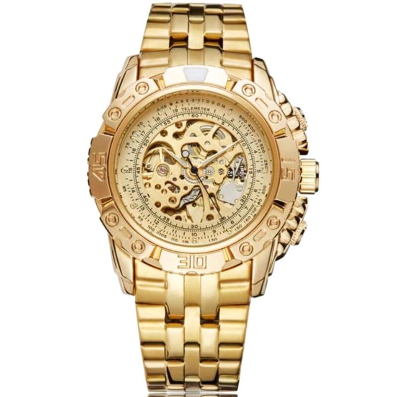Montre Squelette Acier Dorée Homme