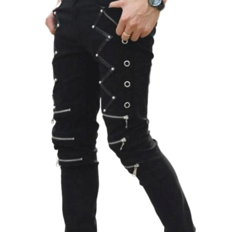 Pantalon Zippé Homme Punk