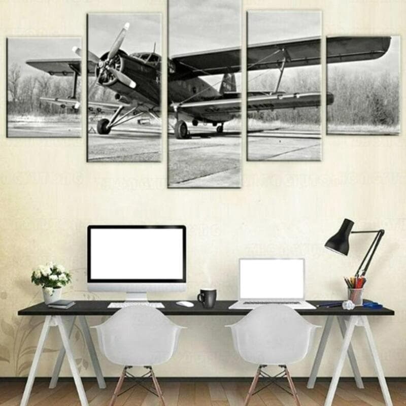 Tableau Avion Noir et Blanc
